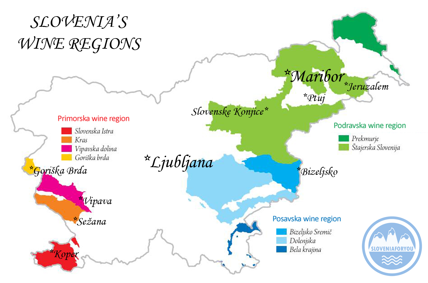 Wine region map of Slovenia
